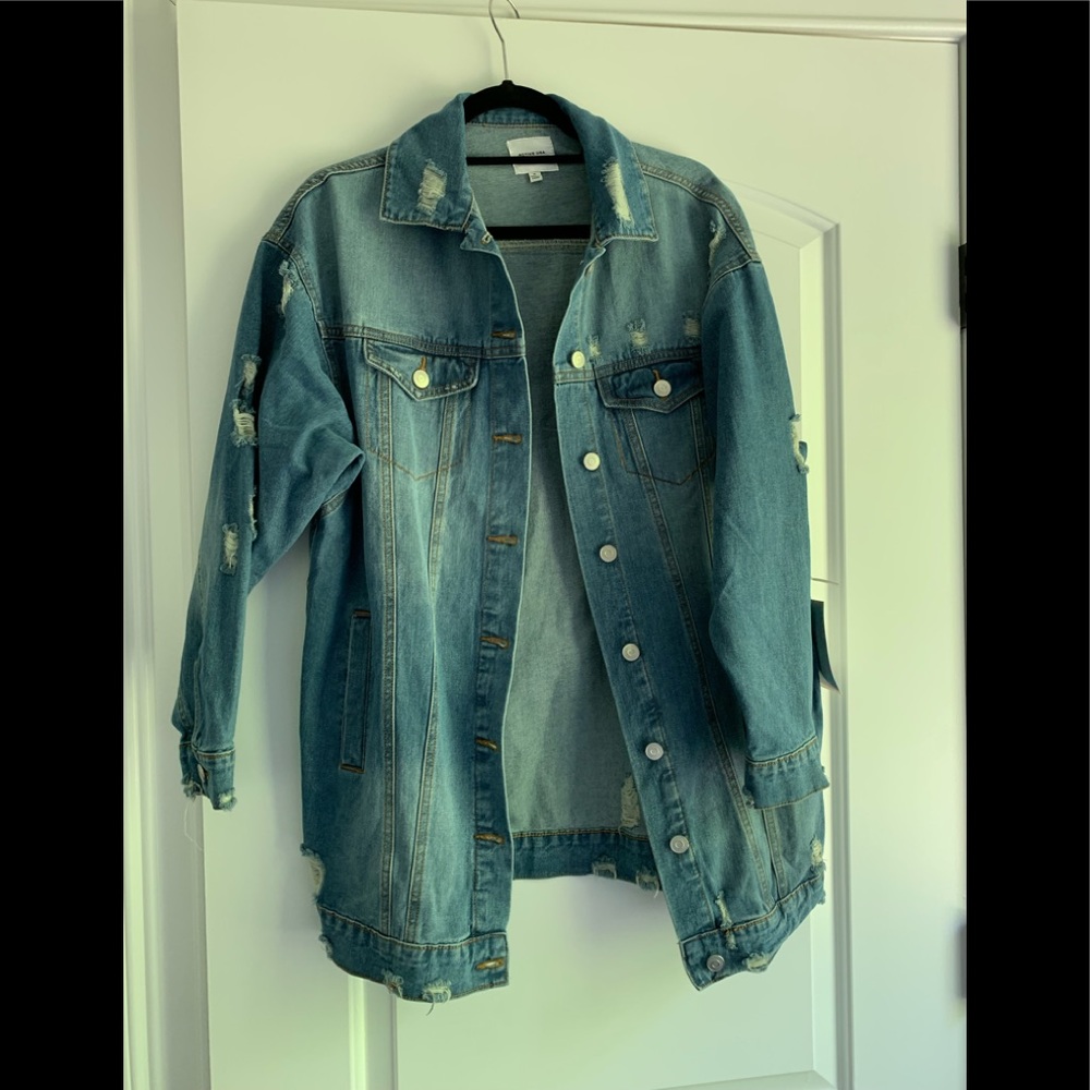 Active USA Distressed Blue Denim Jean Jacket